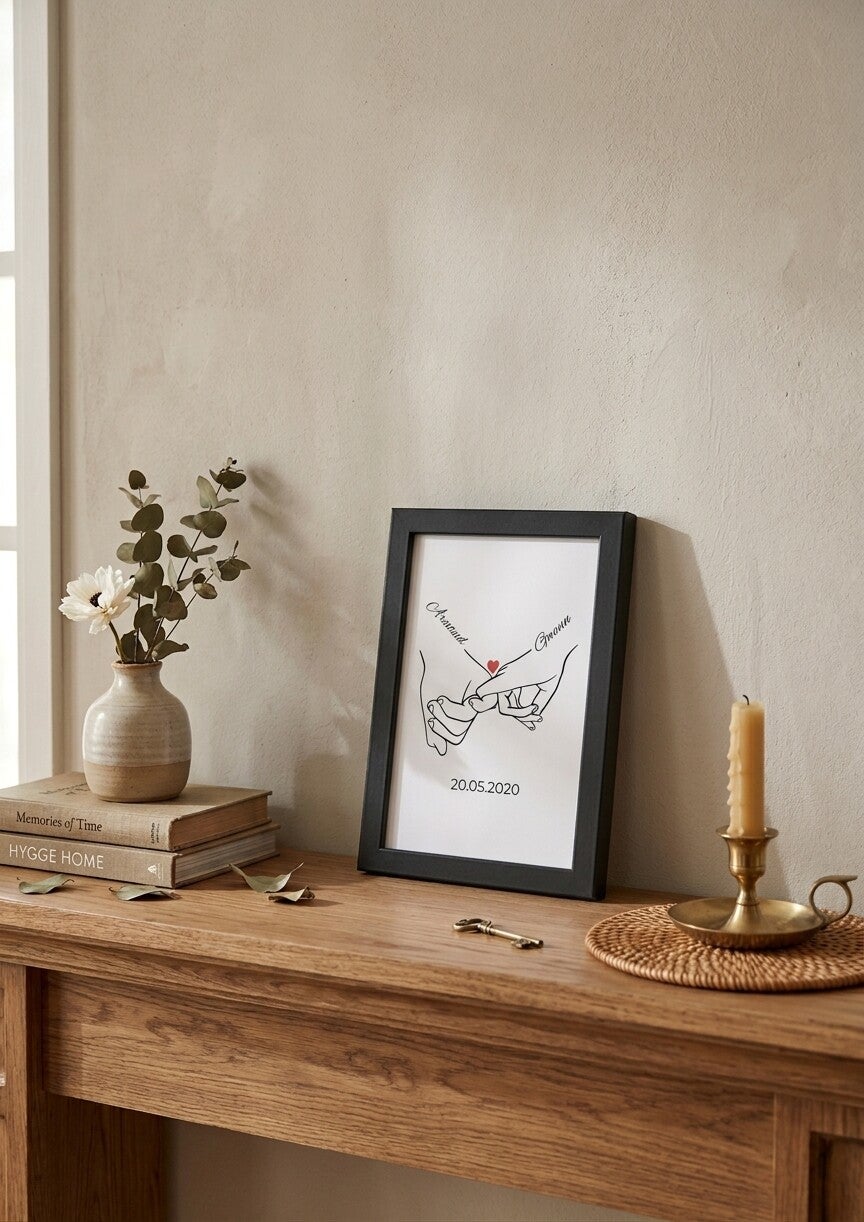 Couple « Promesse » – Line Art, Prénoms & Date Symbolique