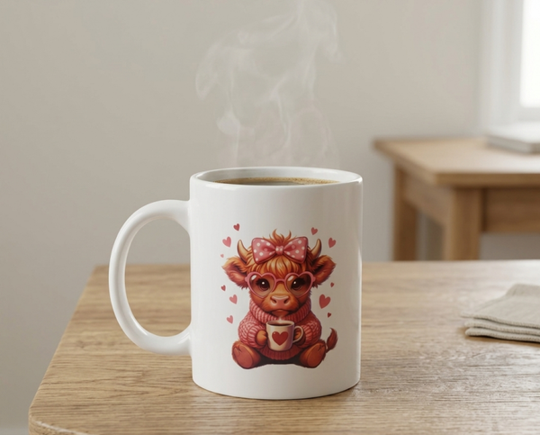 Highland Mignonne – Tasse Style "Coquette" Rose et Cœurs