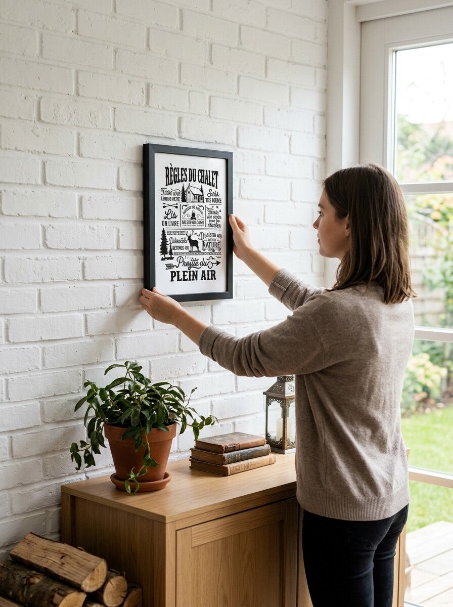 Affiche Décorative Rétro « Règles de Vie » (Chalet, Jardin, Chasse, Brasero)