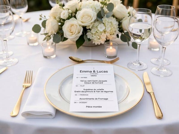 Menu Minimaliste - Format Carte 10x15  – Mariage, Anniversaire, Baptême (Collection Minimaliste)