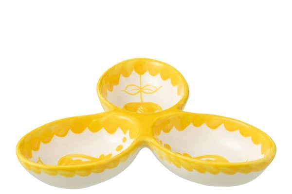 Keramische Borrelschaal Geel-Wit
