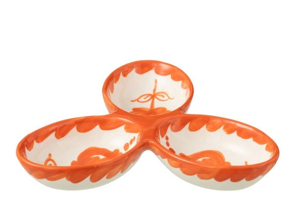 Keramische Borrelschaal Oranje-Wit