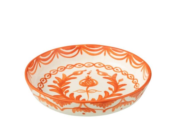 Keramische Serveerschaal Oranje-Wit