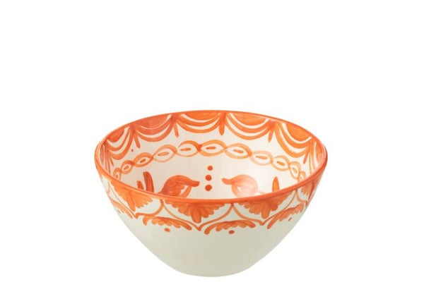 Keramische Kom Oranje-Wit