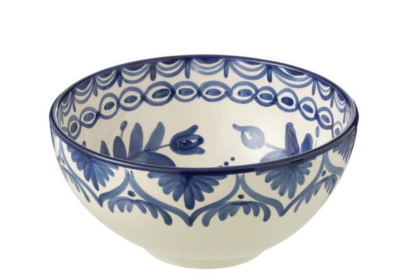 Keramische Saladeschaal Blauw-Wit