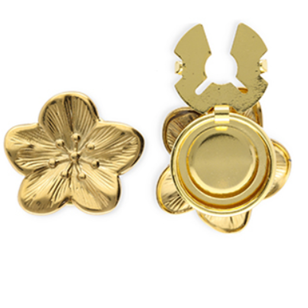 Button covers van Stainless steel Roestvrij staal (RVS) flower Gold