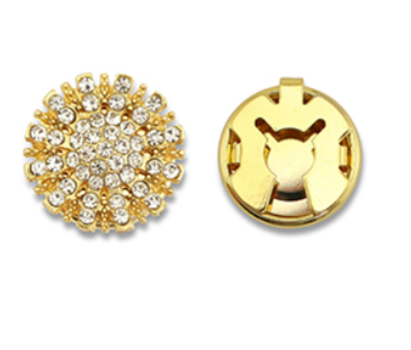 Eco-brass® metaal button covers zirconia sun Gold-crystal