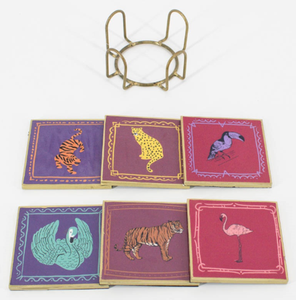 Set van 6 wilde dieren onderzetters