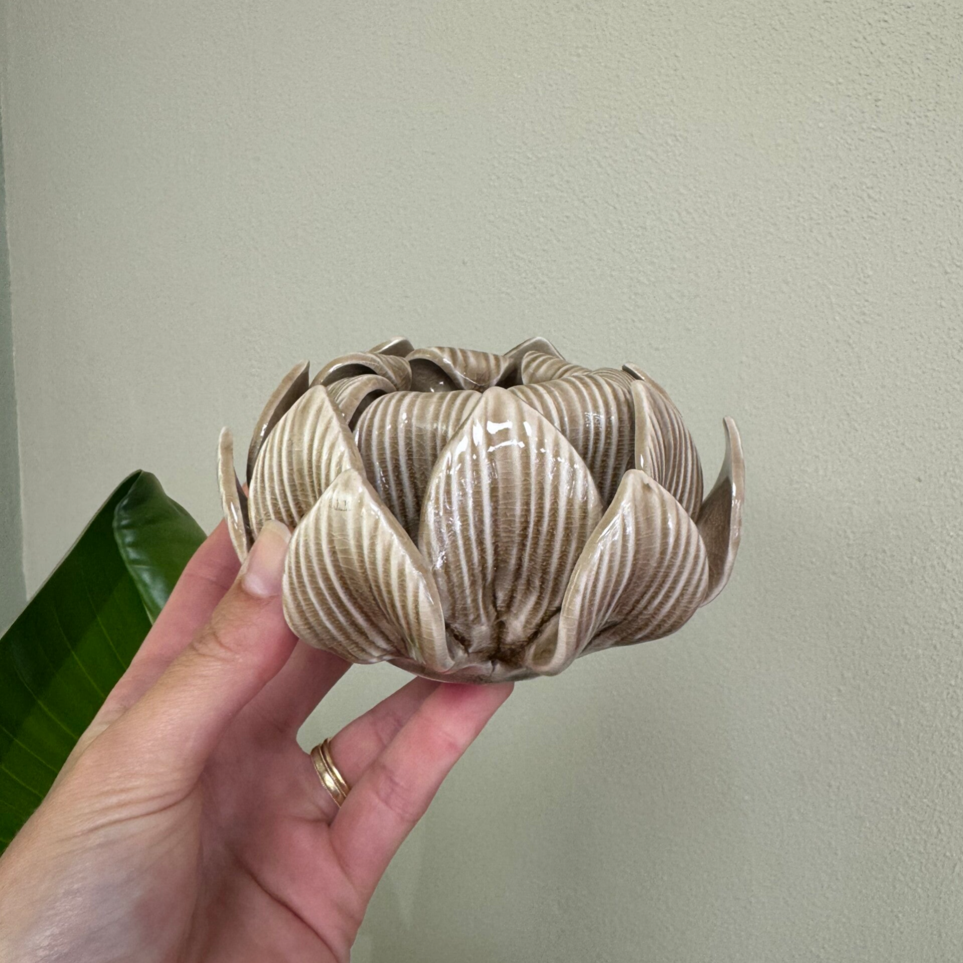 Waxinelichthouder Lotus Taupe