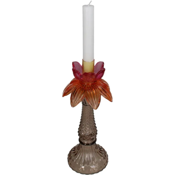 Glazen Palm Bloem Kandelaar