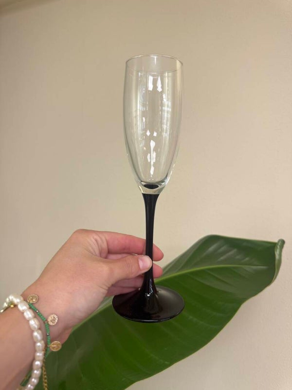 Elegant Champagneglas met Zwarte Steel