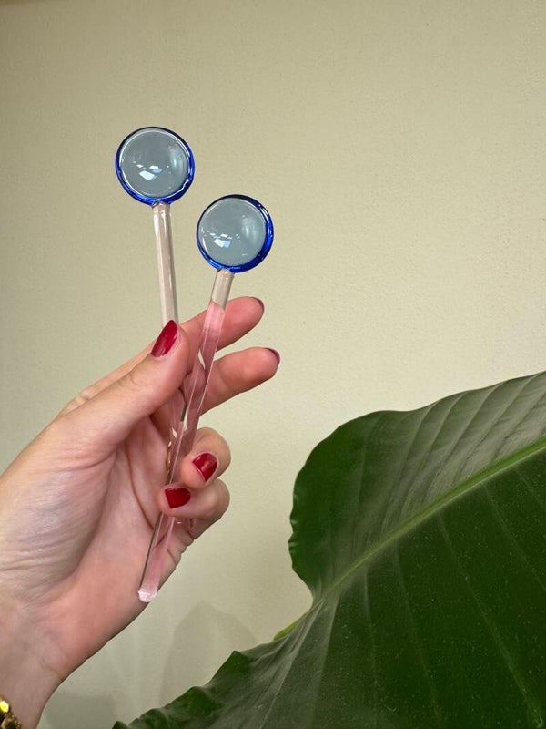 Glazen Lepeltje met Blauwe Glazen Bol