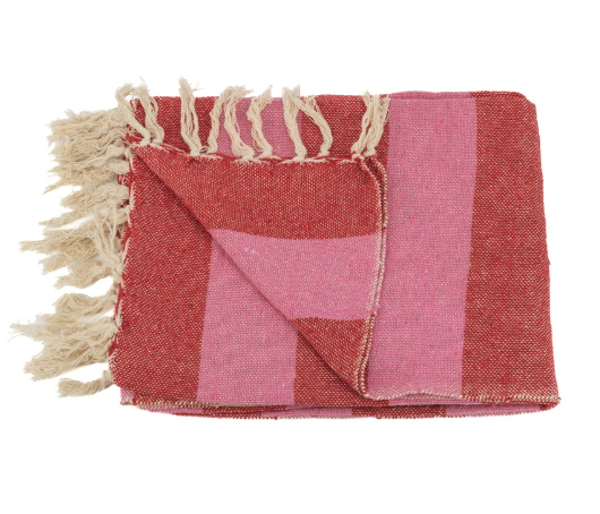 Roze Plaid met Franjes