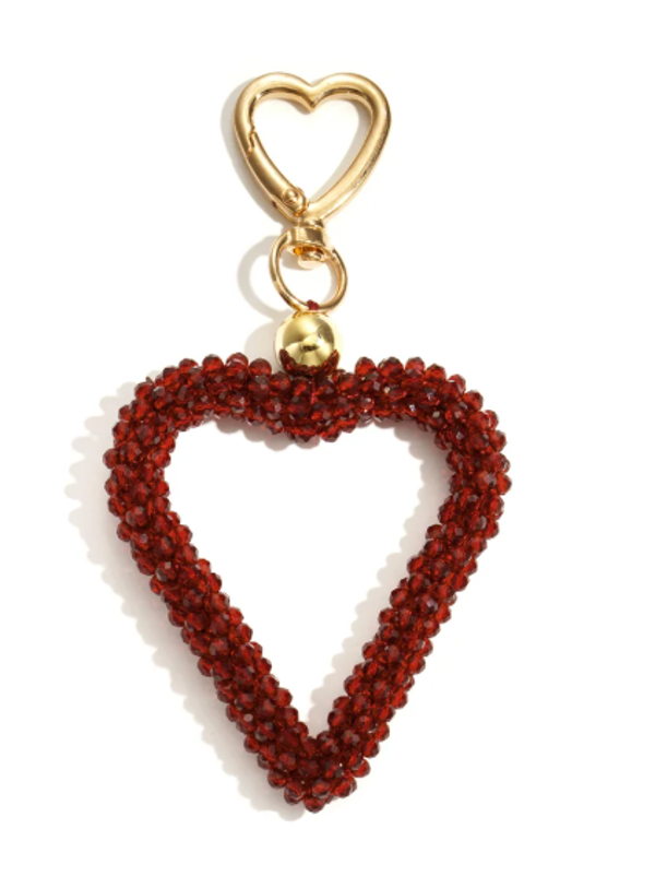 Ruby Heart Bag Charm – luxe hartvormige sleutelhanger en tassenhanger