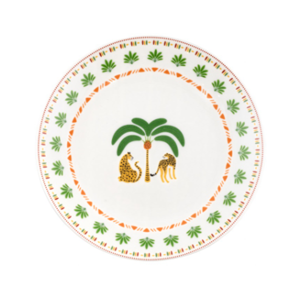 Ontbijtbord Palmboom & Luipaarden – Trendy Servies & Tropische Woondecoratie
