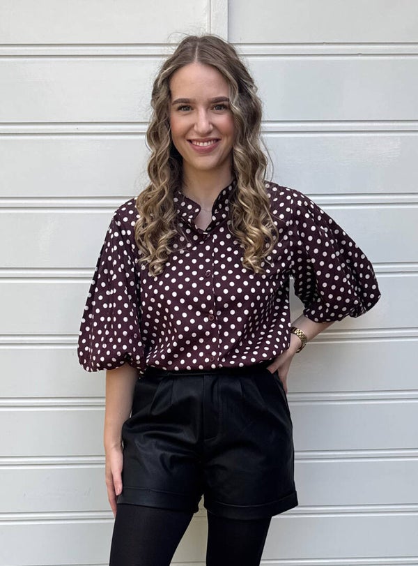 Blouse polka dots - bordeaux rood/wit