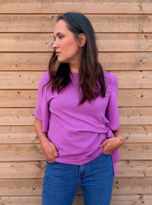 Top met strik detail - lila