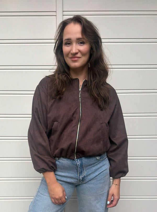 Suède look jasje - bruin