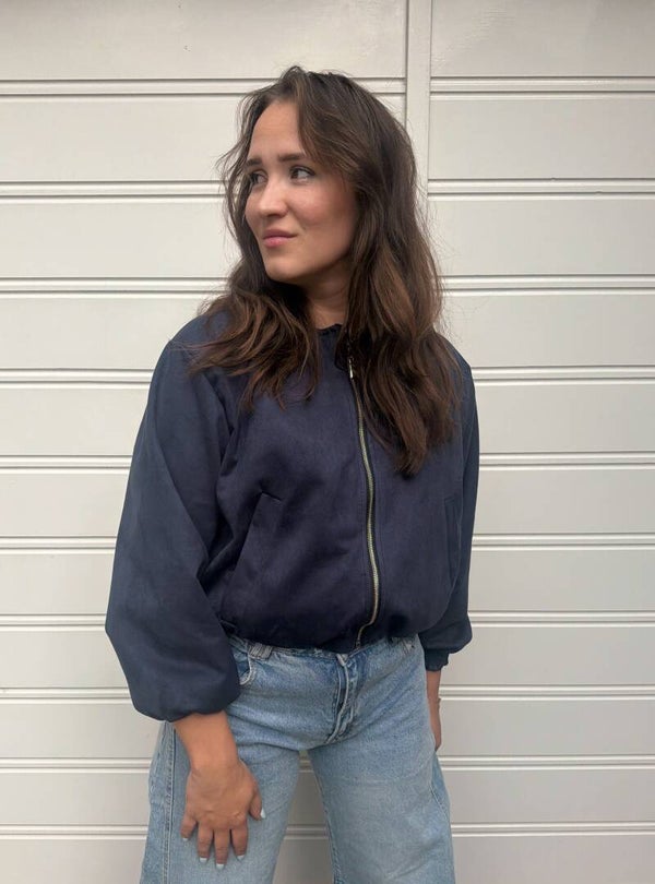 Suède look jasje - blauw