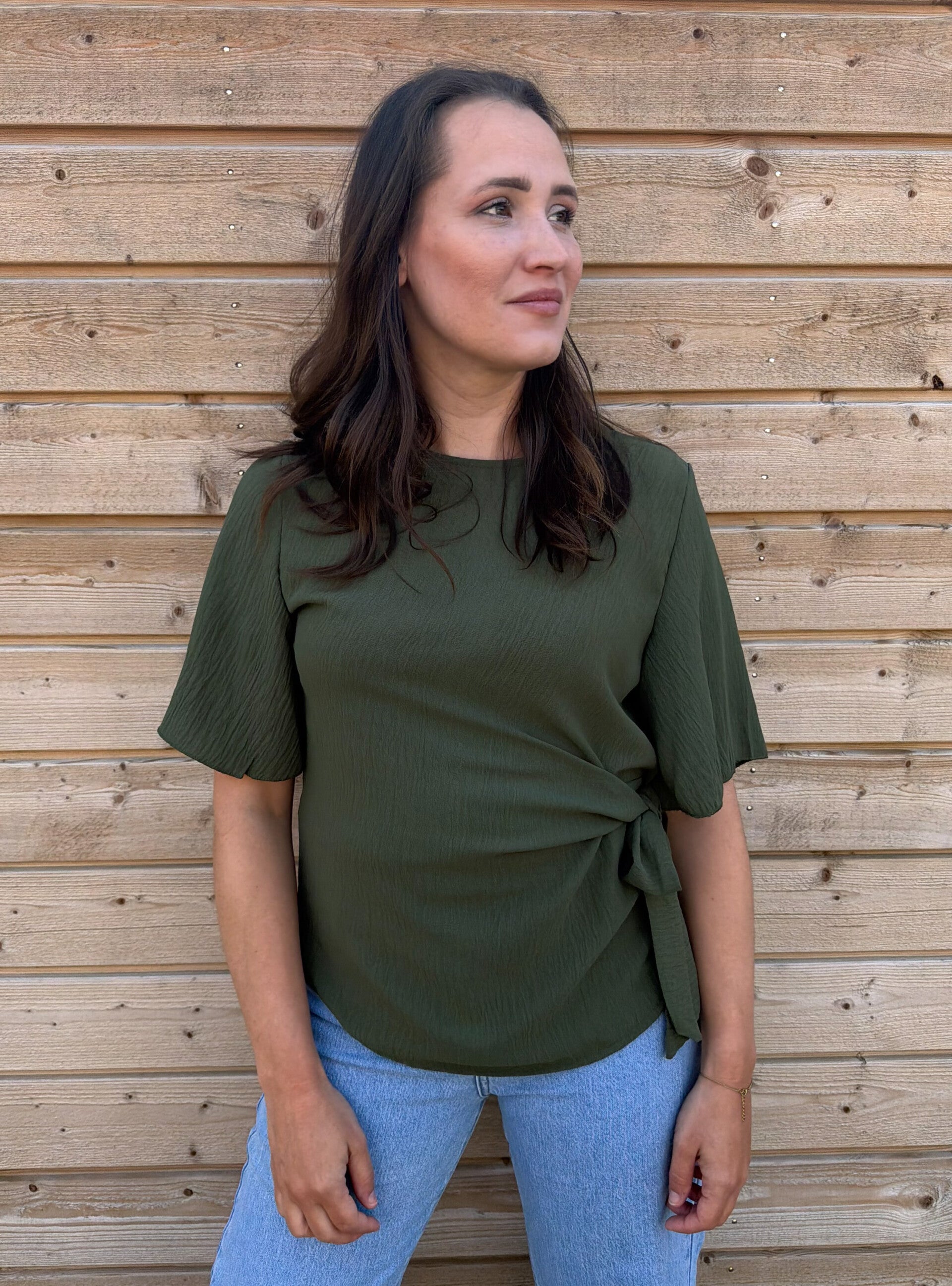 Top met strik detail - army