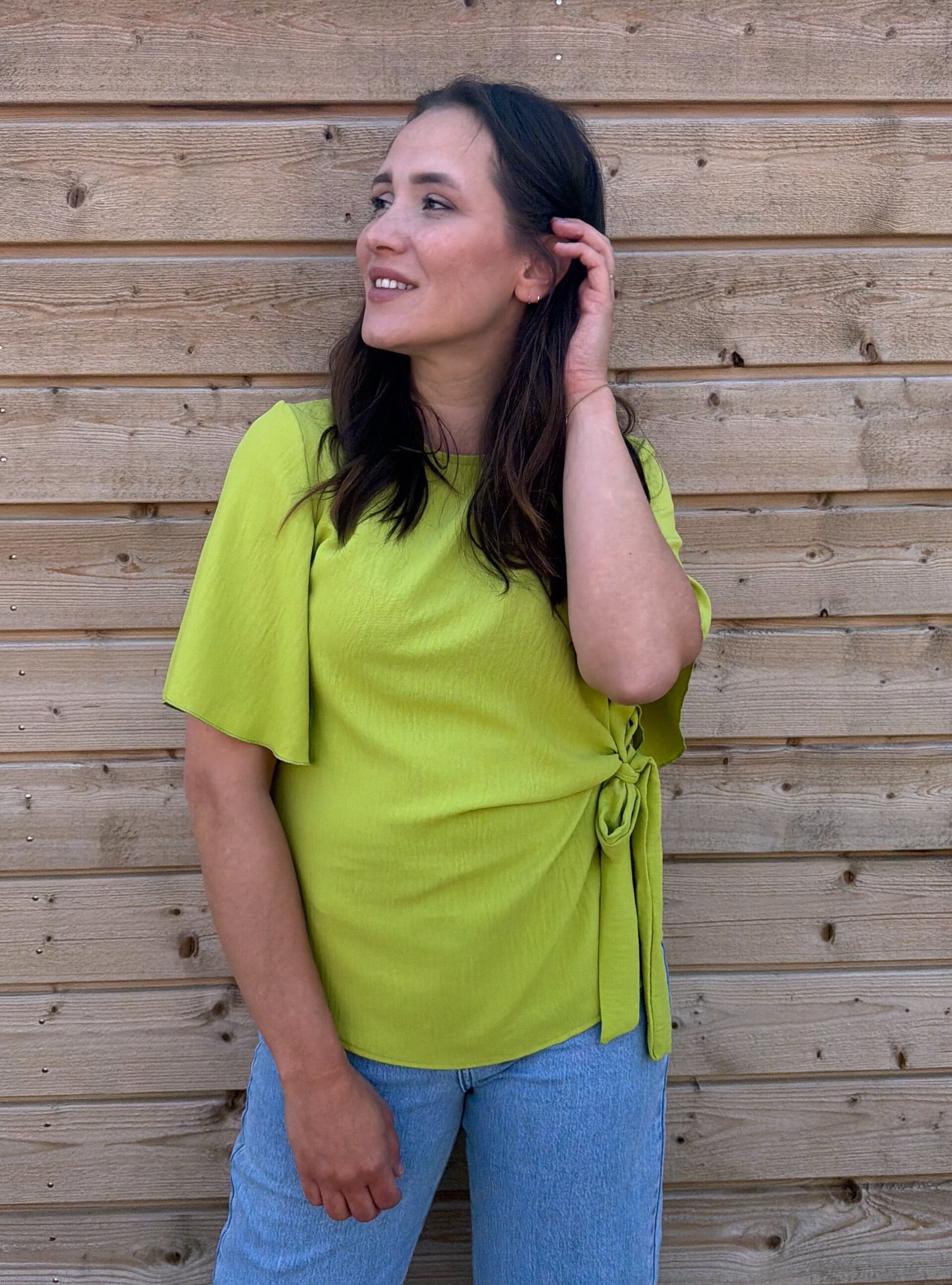 Top met strik detail - lime