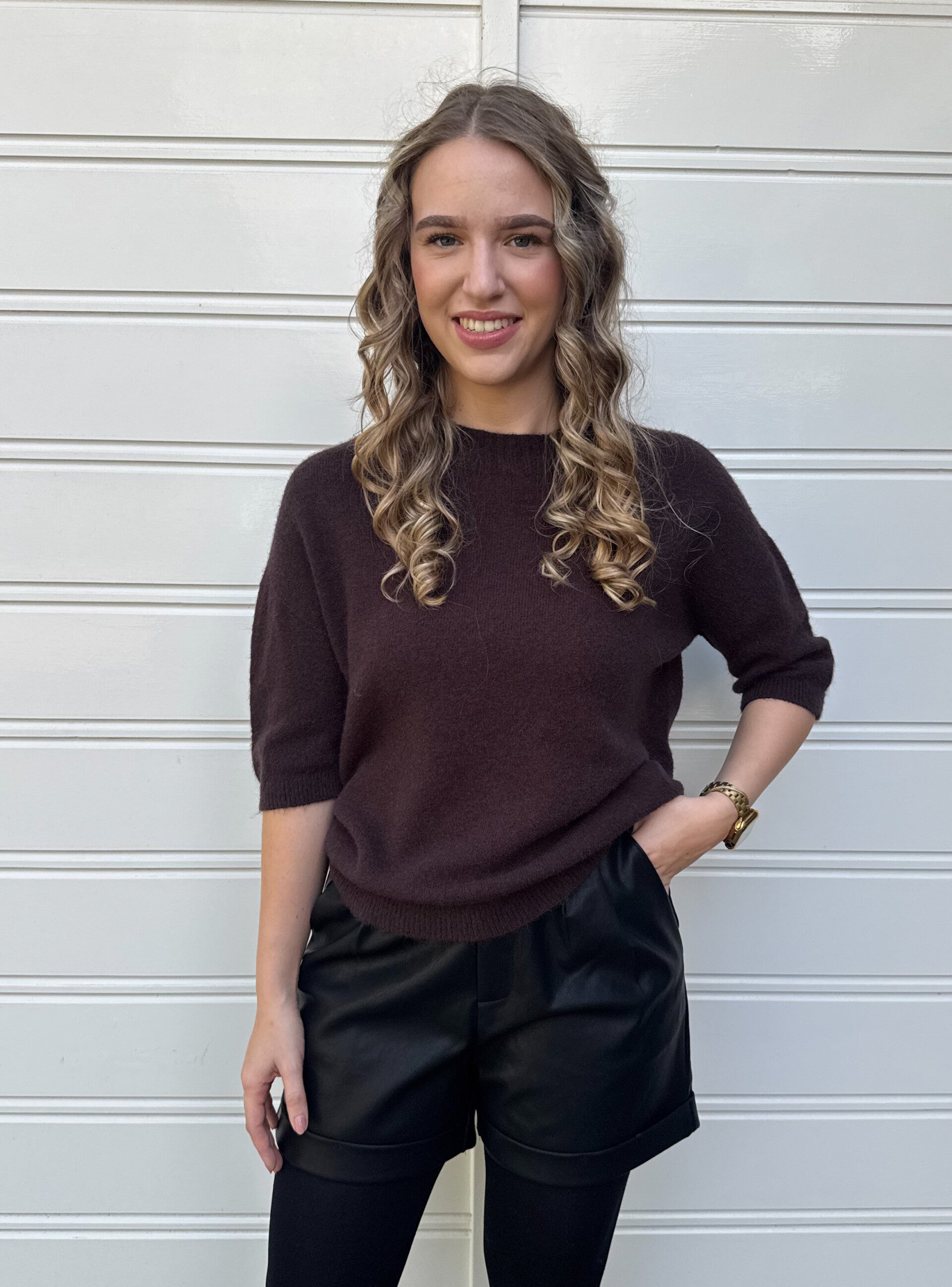 Trui korte mouw - bruin