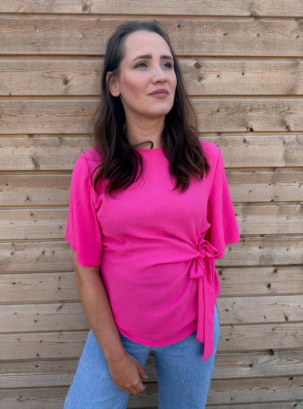 Top met strik detail - roze