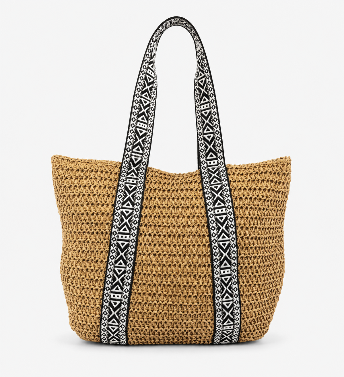 Rieten tas - zwart ceintuur
