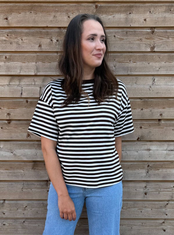 Gestreept shirt met korte mouw - zwart/wit