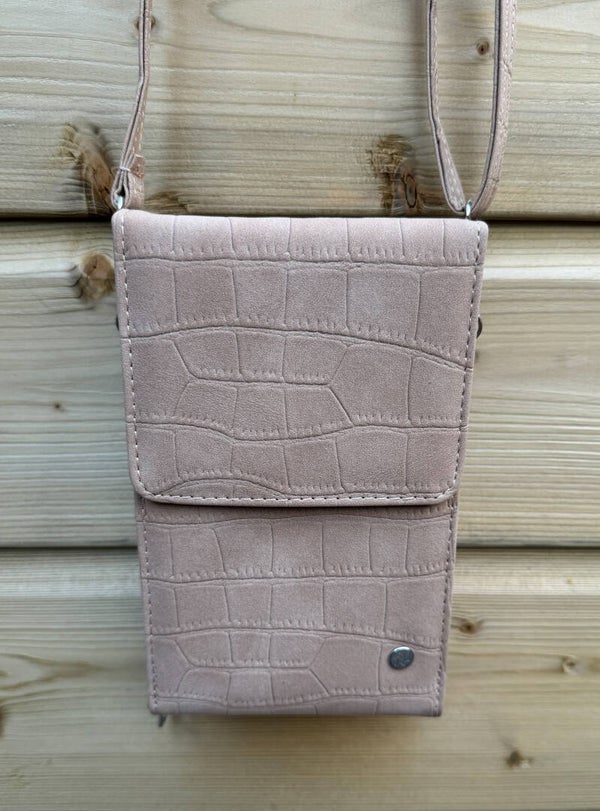 Telefoontasje met vakjes - beige