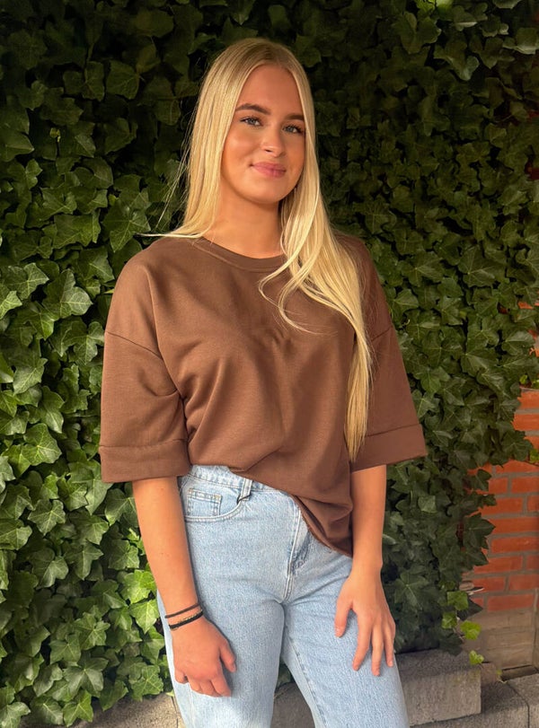 Sweater met driekwart mouw - donkerbruin