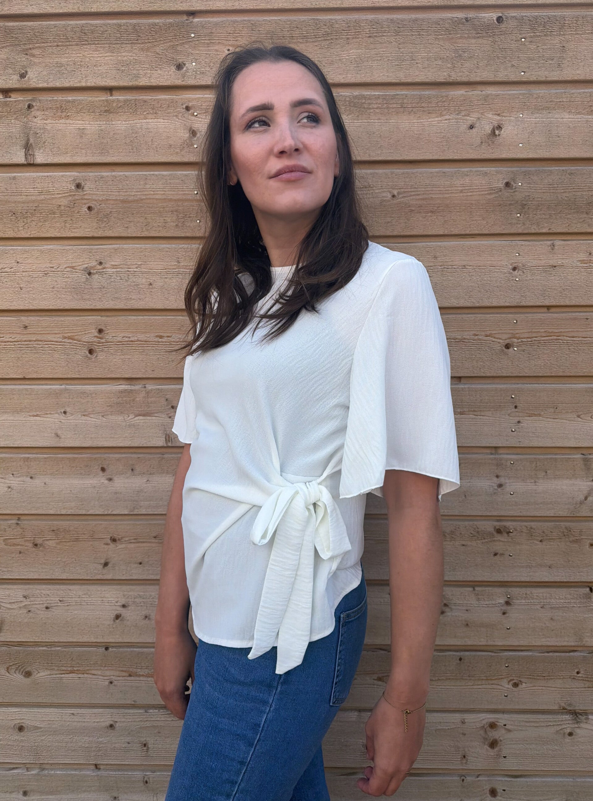 Top met strik detail - wit