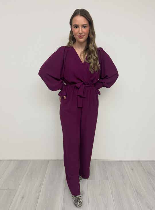 Jumpsuit lange mouw - bordeaux paars