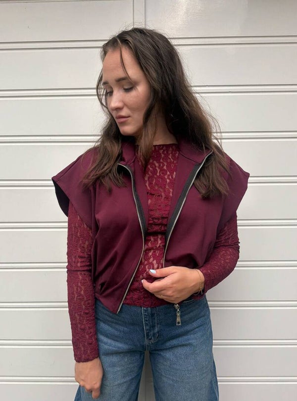 Kanten top - burgundy