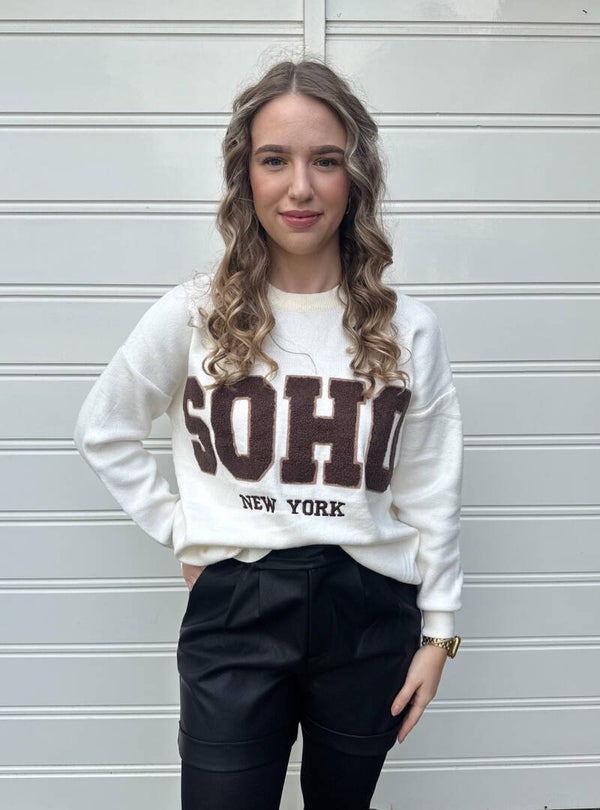 Sweater Soho New York - wit/bruin