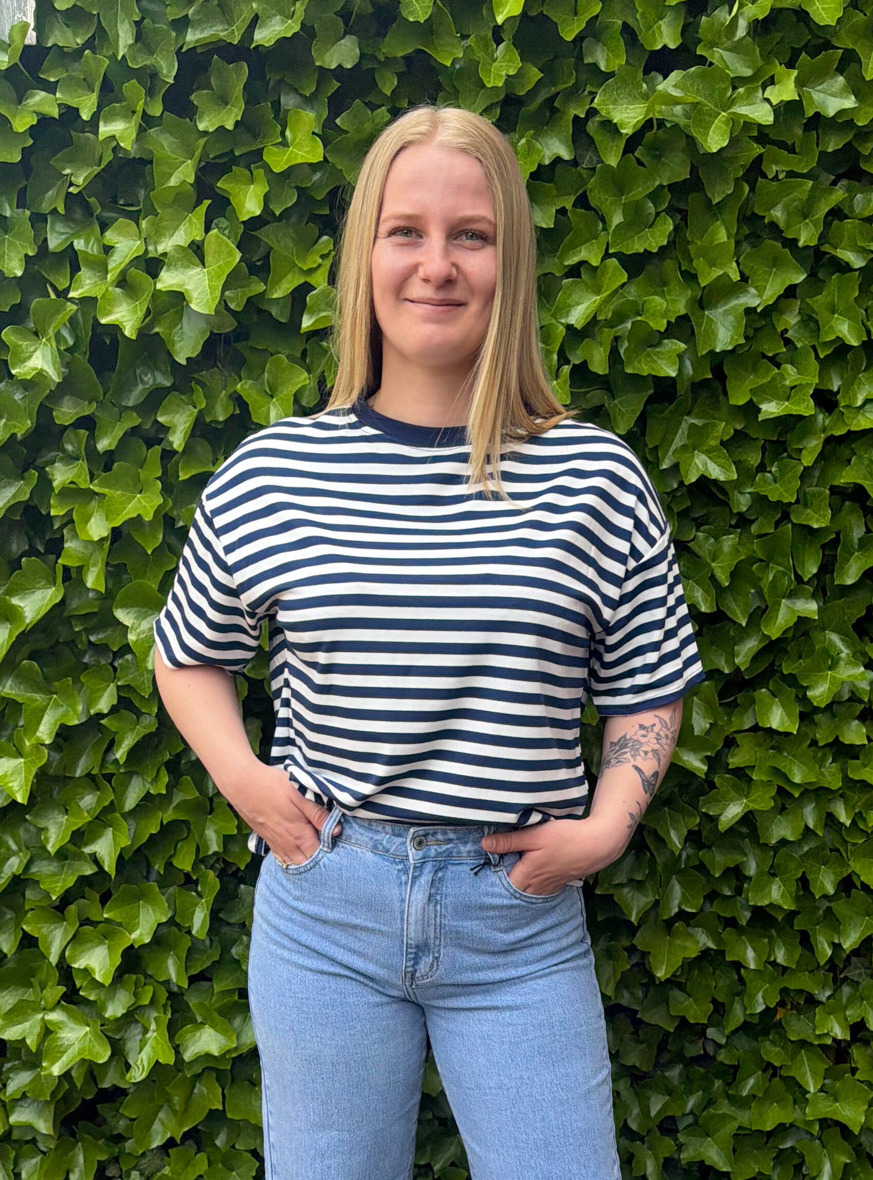 Gestreept shirt met korte mouw - blauw/wit