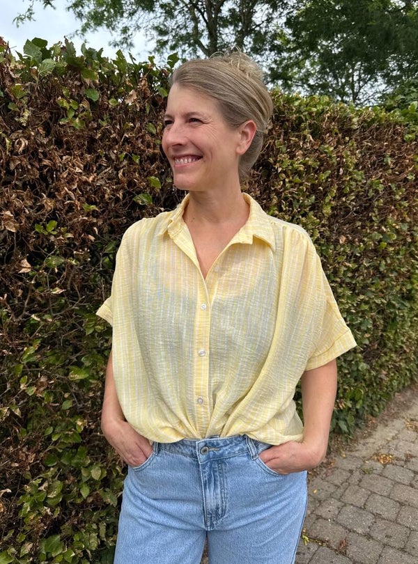 Gestreepte blouse - geel/wit