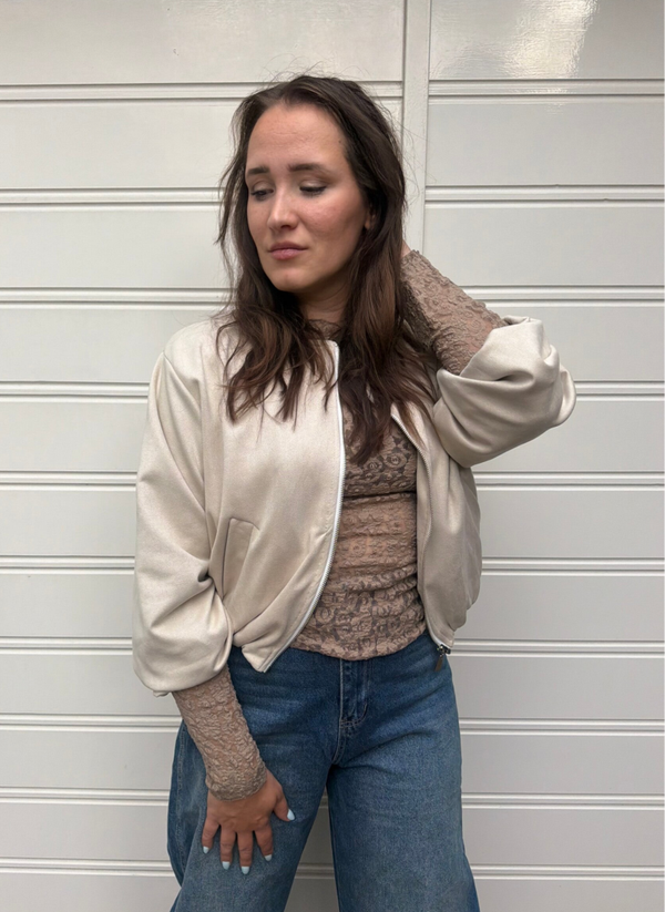 Kanten top - beige