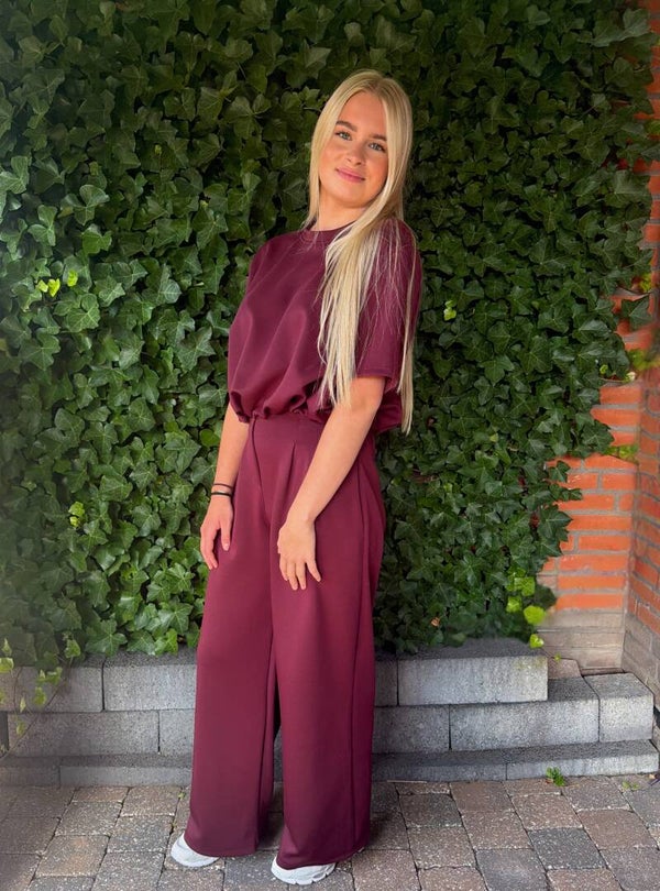 Set top en lange broek - burgundy