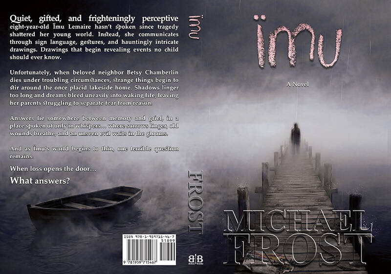 Full paperback book cover to Ïmu by American horror novelist, Michael Frost