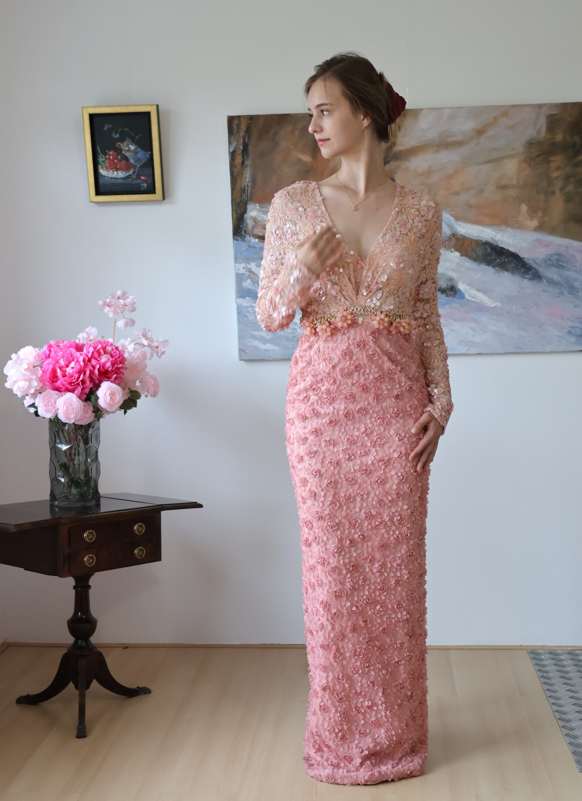 Eddy van den Krommenacker jurk houte couture zijde