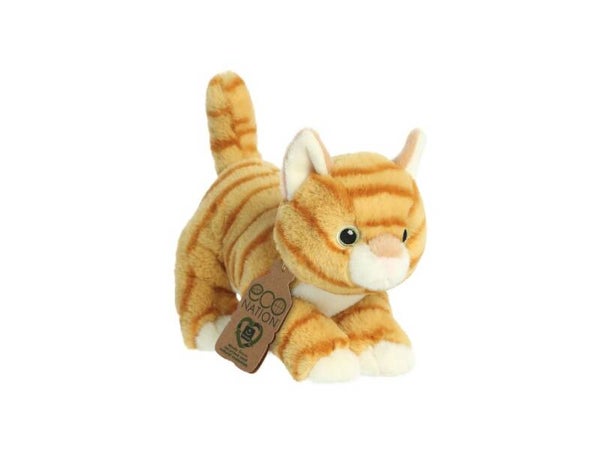 Eco Nation - Pluchen Knuffel - Oranje Kat - 21 cm