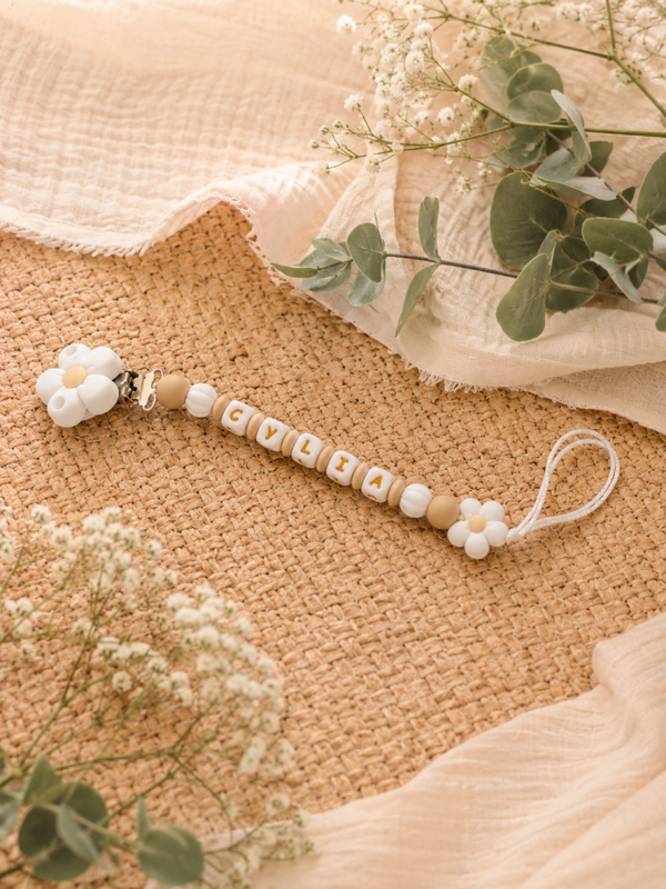 Attache tétine fleur