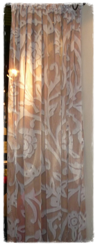 gordijn, print, beige