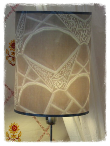 lamp met print, beige, lampenkap