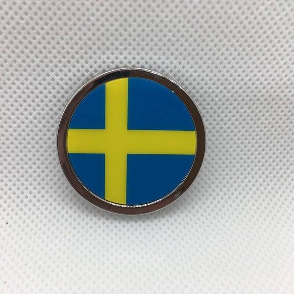 Schildje Zweedse vlag Rond