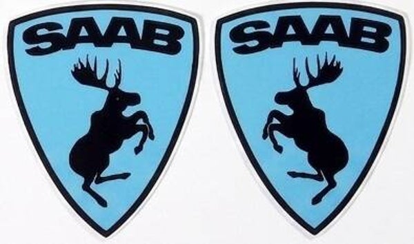 SAAB Elandbadge schild 75mm zwart op blauw - SET