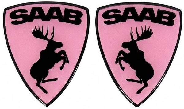 SAAB Elandbadge schild 75mm zwart op rose - SET