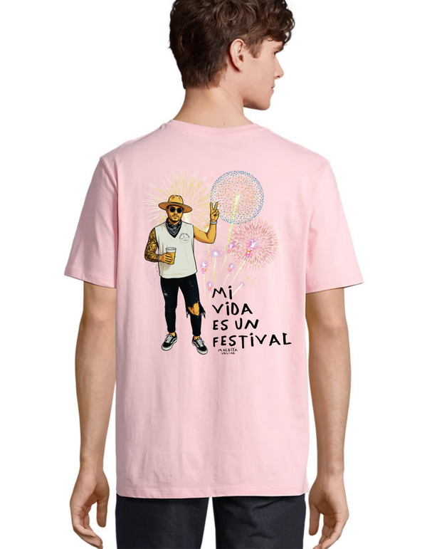 Camiseta oversize unisex “mi vida es un festival”