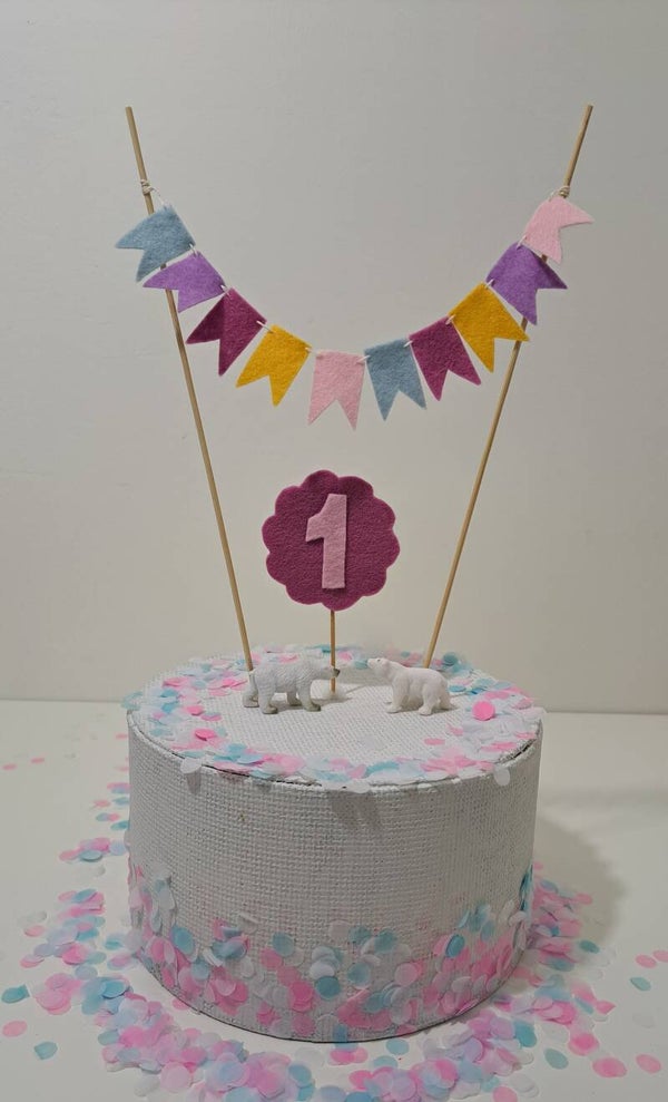 Taartvlaggetjes met cijfer rozet